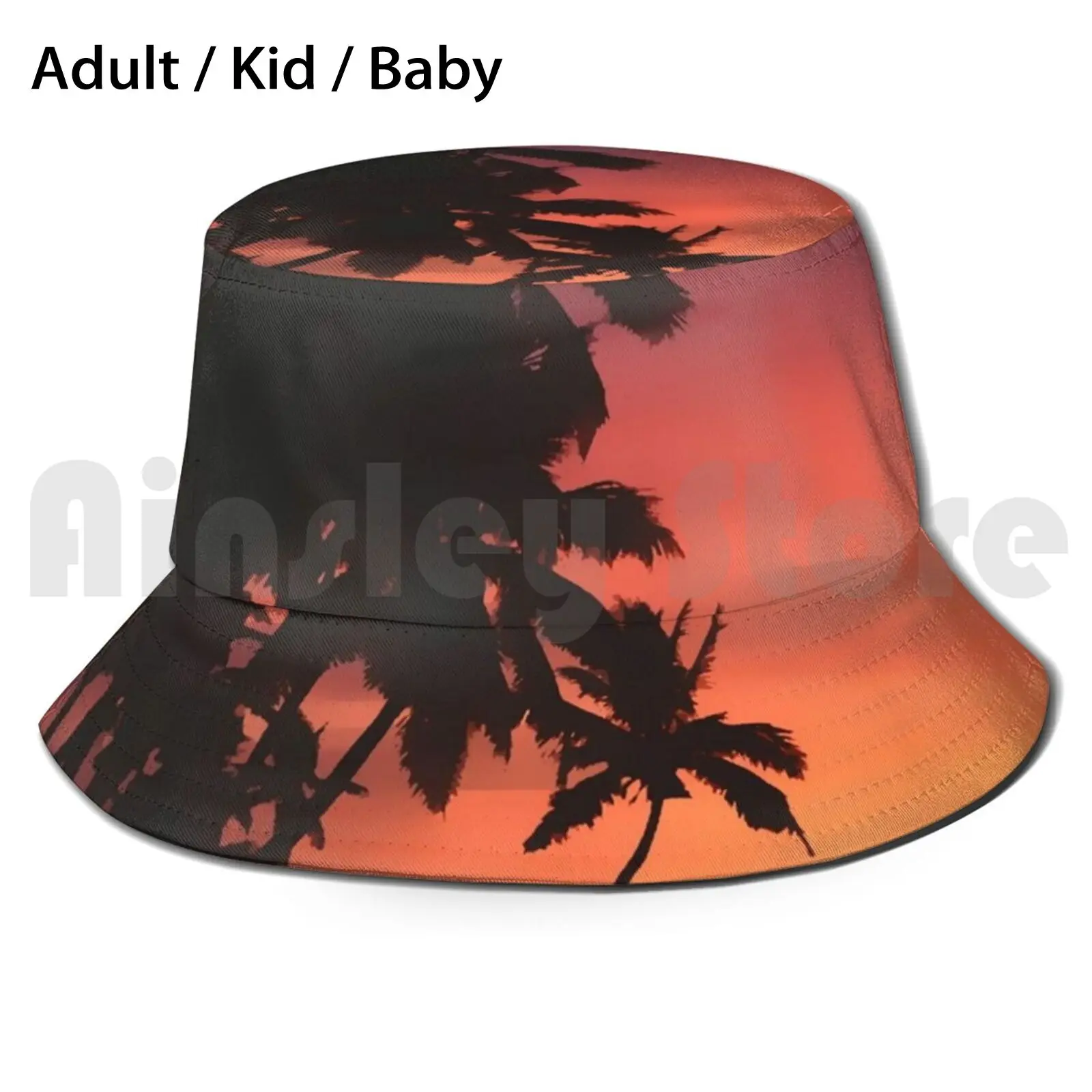 

Palm Springs Sunset Sun Hat Foldable UV Protection Tropical Nature Palm Springs Exotic California Sunset Painting