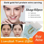 5 упаковок60 шт., абсорбируемый Филлер для лица против морщин, подтяжка лица, уход за кожей на коллаген для красоты основе, протеиновая нить, Золотая протеиновая линия