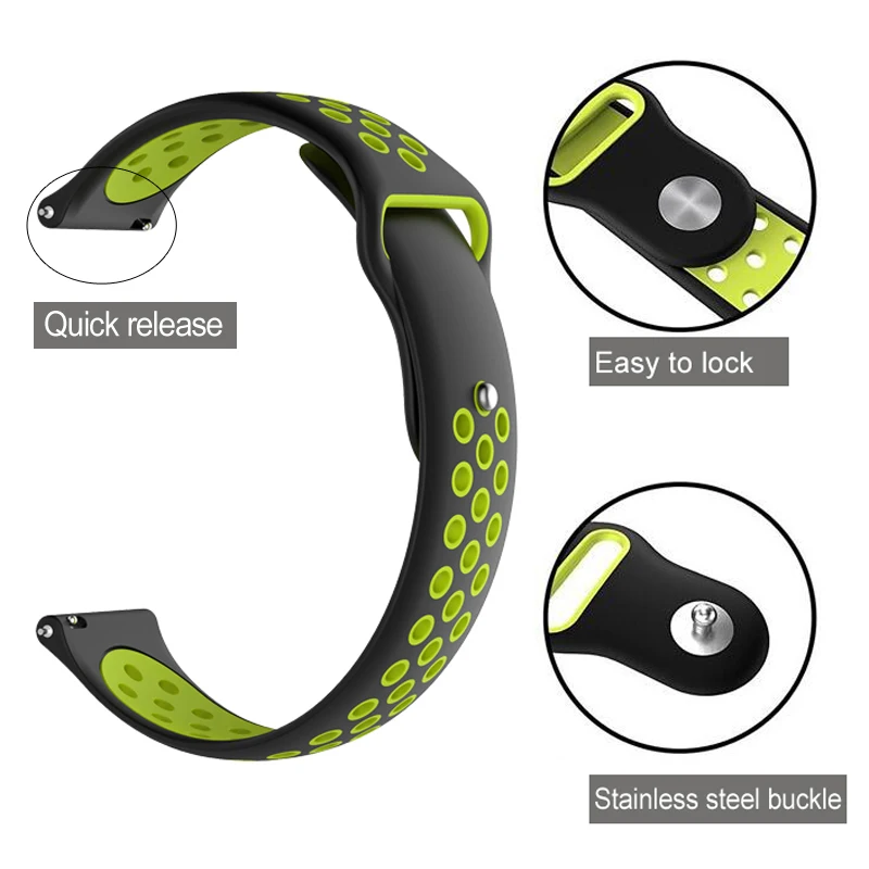 Черная пряжка силиконовый ремешок для спортивных часов Huami Amazfit Bip Смарт-часы 20 мм