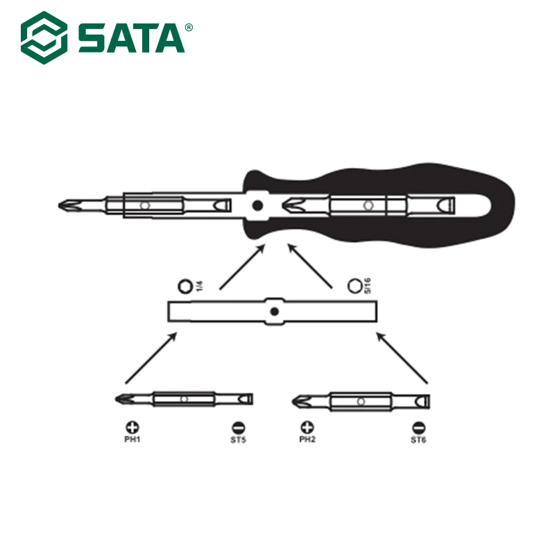 SATA 6 в 1 многовинтовая Отвертка Магнитный Бит резиновая ручка съемный Бит Инструмент щелевой/Phillips Тип отвертка 09347