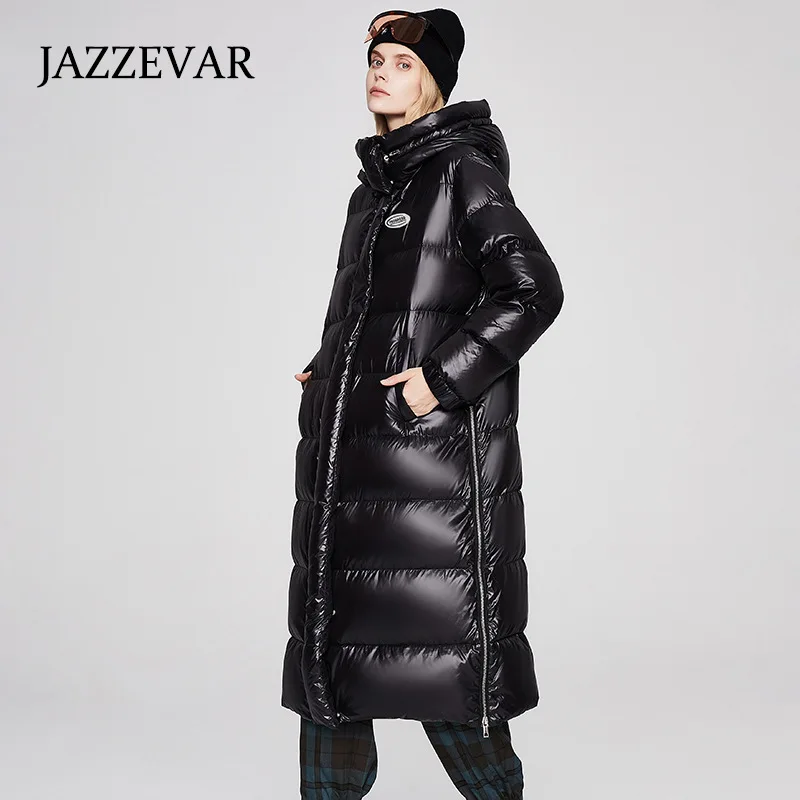 JAZZEVAR 2022 Winter New Product Trend Ladies Hooded White Duck Down Long Oversized Warm And Cold Jacket