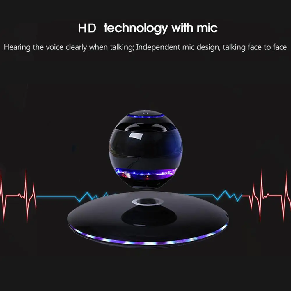 Магнитная левитация 3D Bluetooth динамик вращающийся с красочным Светодиодный поддержка для iOS Android телефон Hands-free Звонки R20