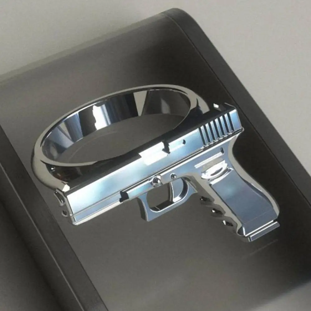 Винтажное готическое кольцо серебряного цвета в форме пистолета пробы для