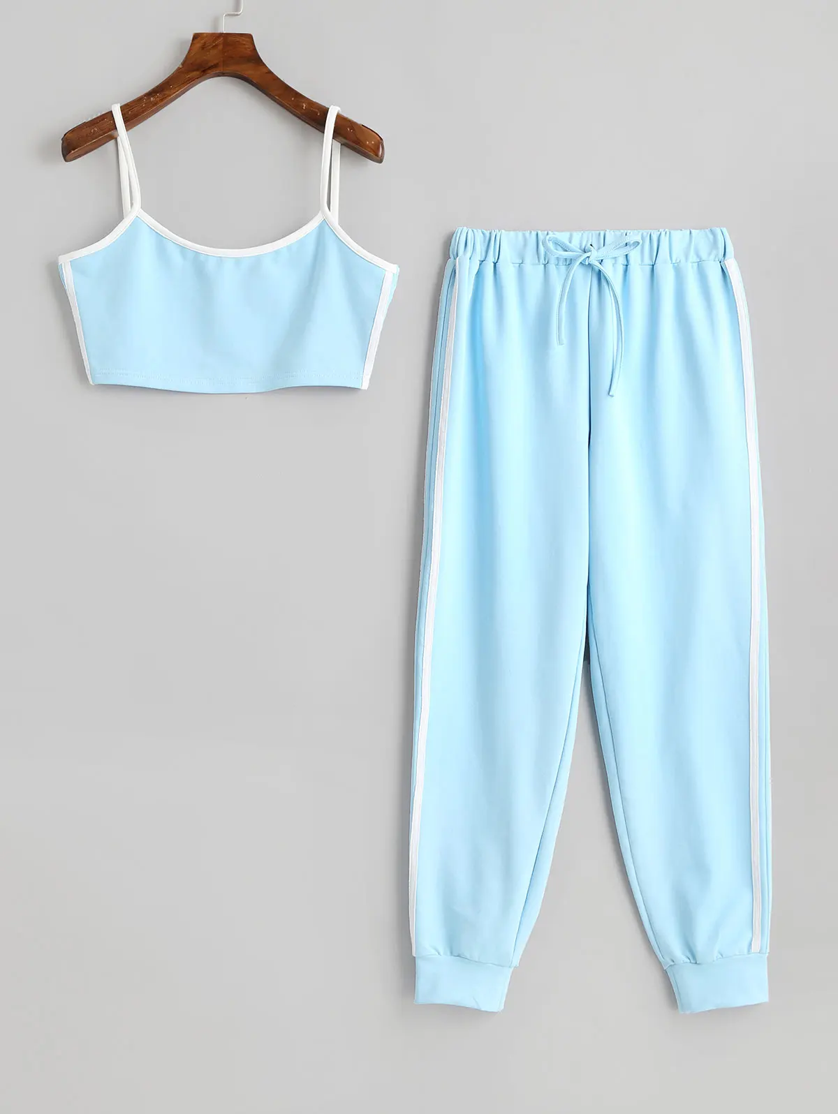 ZAFUL полосатый топ и штаны для бега Женский Повседневный костюм с завязками низ