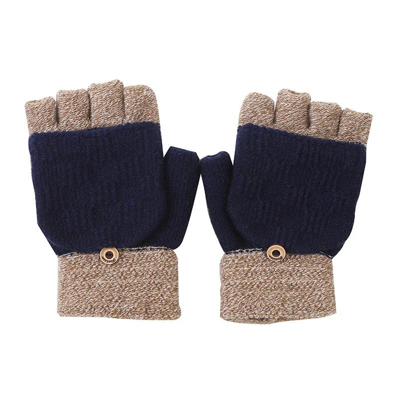 

Winter New Men's Imitation Cashmere Warm Half Finger Gloves Office Casual Outdoor Sports Riding Windproof Flap Gloves