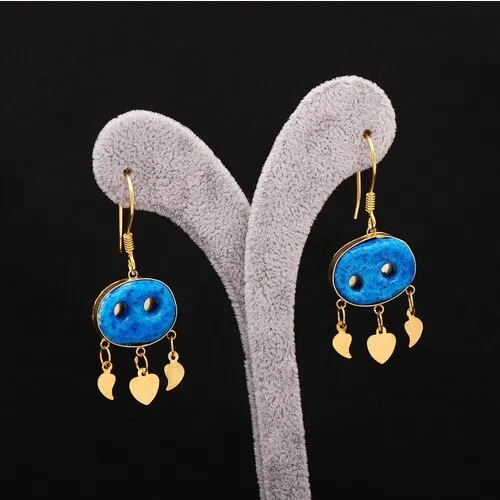 

Fashion Statement 925 Sterling Silver Earrings Hanging Dangle Jewelry Gilding Ear Clip Amulet Syriac Evil Eye Bead Nazar boncugu