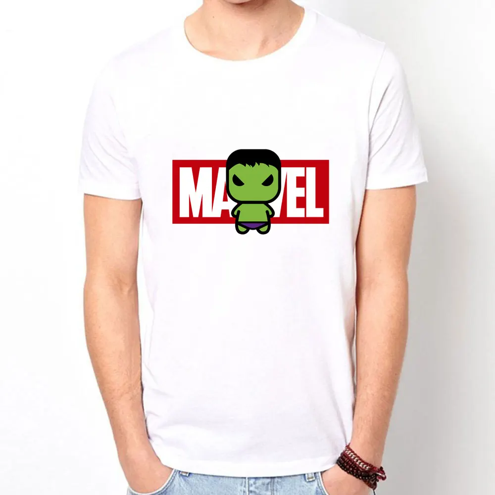 Мстители 2019 новая модная футболка Marvel с коротким рукавом Мужская принтом