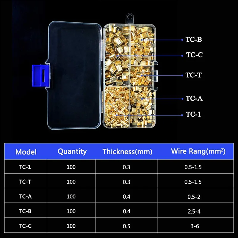 500 шт. u образные медные кольцевые клеммы комплект для обжима неизолированный