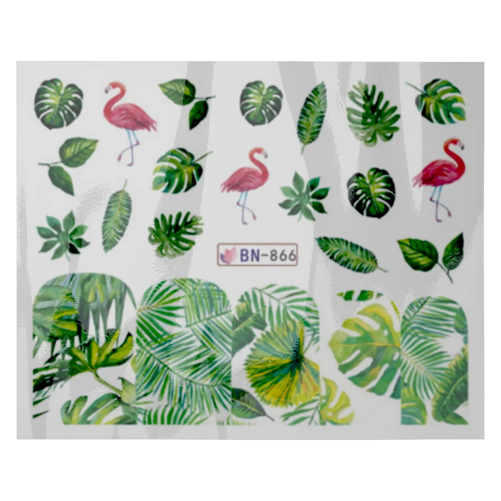 12 листов Фламинго наклейки для ногтей животные серии водная наклейка летний