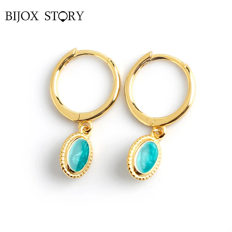 

BIJOX STORY Simple Drop Earrings For Women Real 925 Sterling Silver Sky Green Anniversary Engagement Fine Jewelry 2021 Trend