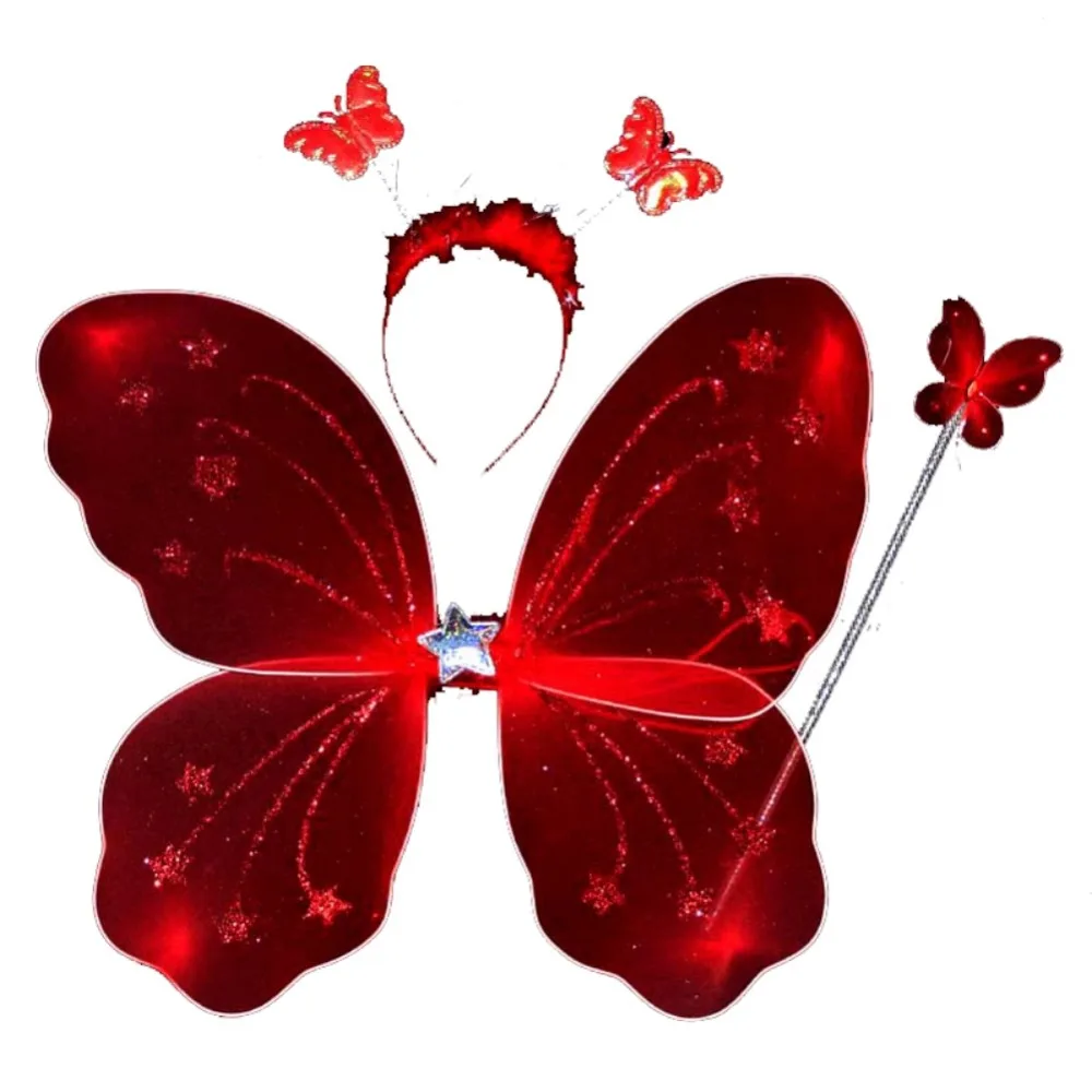 Милый Рождественский костюм феи из 3 предметов для девочек с крыльями бабочек и