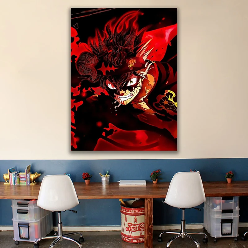 

Prints Blood Red Devil Asta Black Clover Canvas Paintings Home Decor Anime Picture Modular Poster For Living Room Wall Art Frame