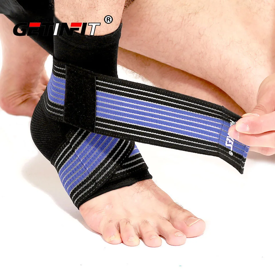 

Getinfit 1PCS Professional Sports Ankle Strain Wraps Bandages Elastic Fitness Running Ankle Support Brace Unisex Protective Gear