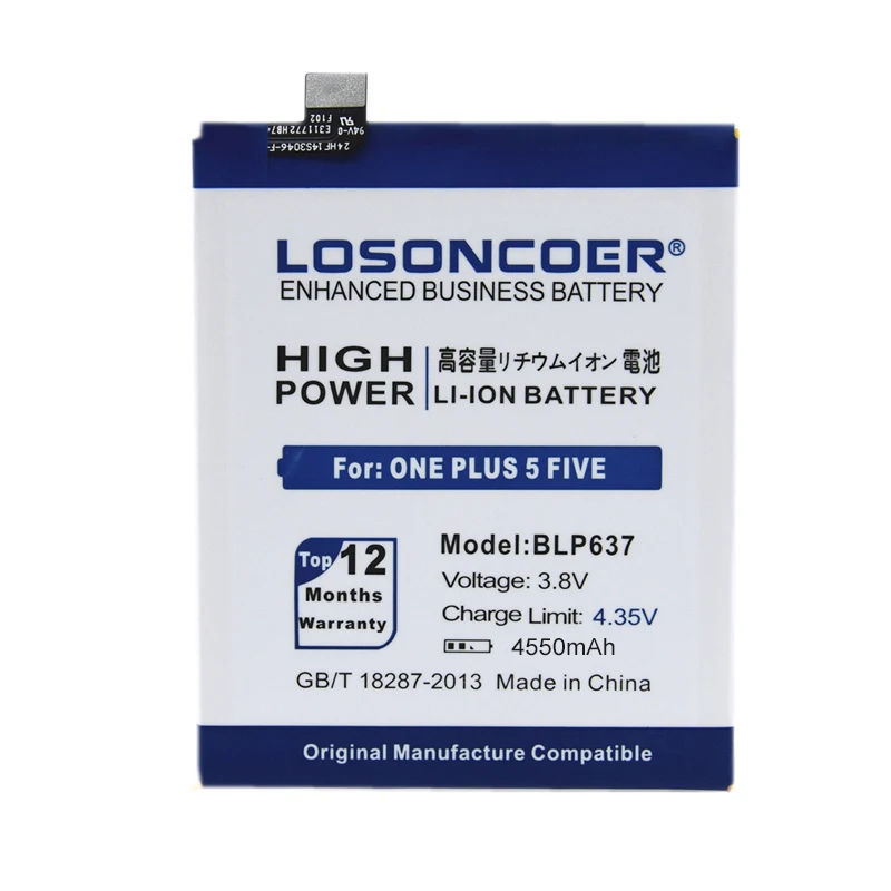 LOSONCOER 4550 мАч BLP637 хорошее качество батарея для Oneplus 5 One Plus 5 Five One Plus 5 батарея+ Подарочные инструменты+ наклейки