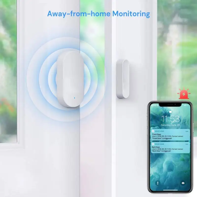 

Door Window Sensor Zigbee Wireless Connection Open Entry Smart Security Alarms Compatible With Alexa Google