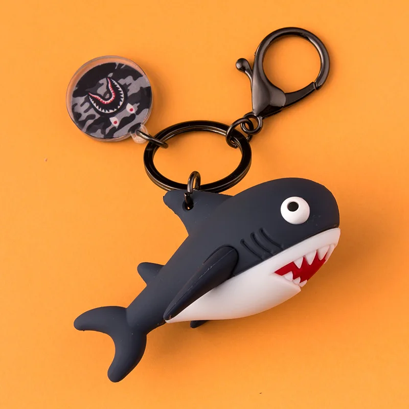 Брелок для ключей с животными из мультфильма силиконовый брелок акулой ПВХ
