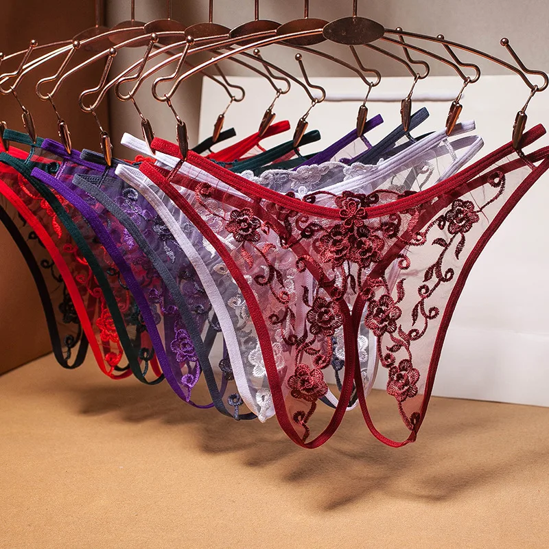 

Women's Underwear Sexy G-string Briefs Lace See-through Seamless Open Crotch Panties LingerieTransparent Temptation Sex Thongs