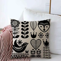 staromar pillow case finnish bird folk pattern scandinavian nordic art vintage black creative culture cute danish design