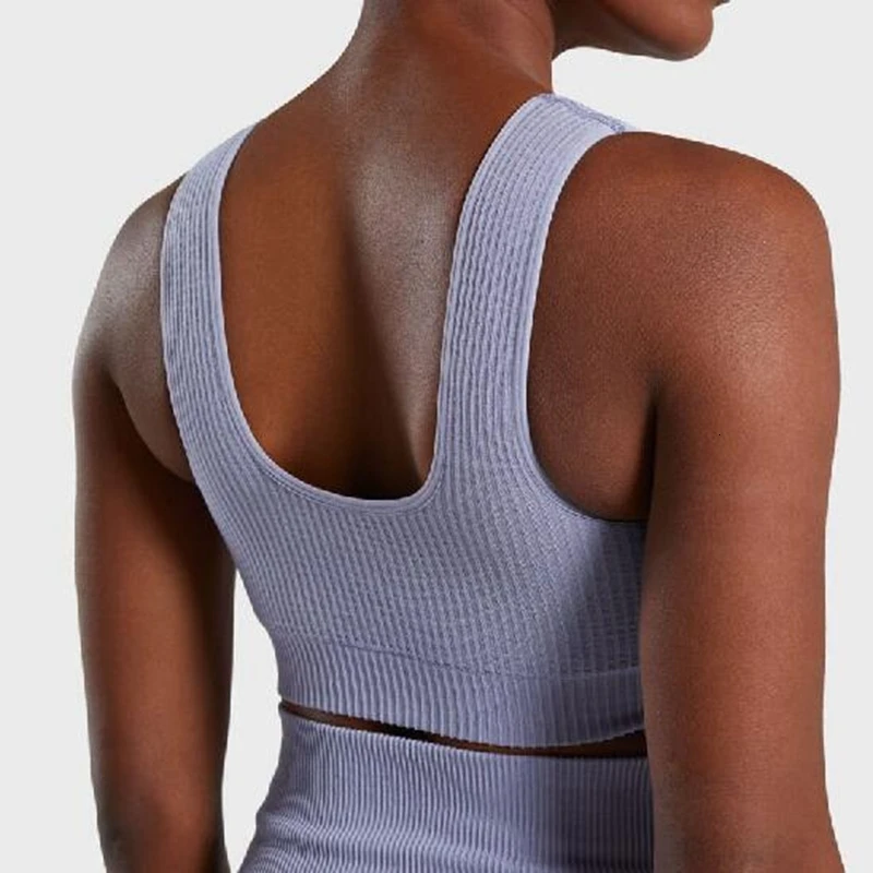 Женский энергетический бесшовный спортивный бюстгальтер пуш-ап с подушечками