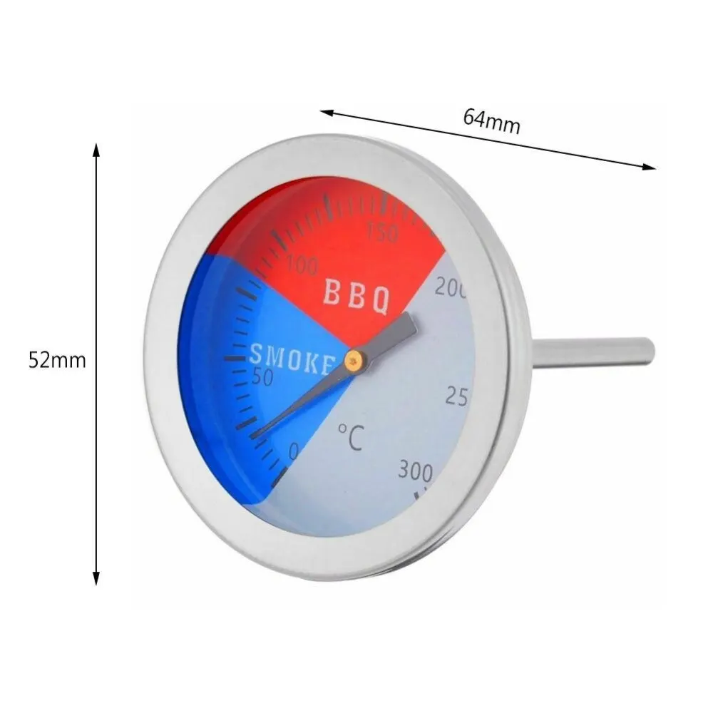 

Steel Barbecue 300 Degrees Thermometer Bbq Smoke Grill Oven Temperature Gauge Outdoor Camp Tool