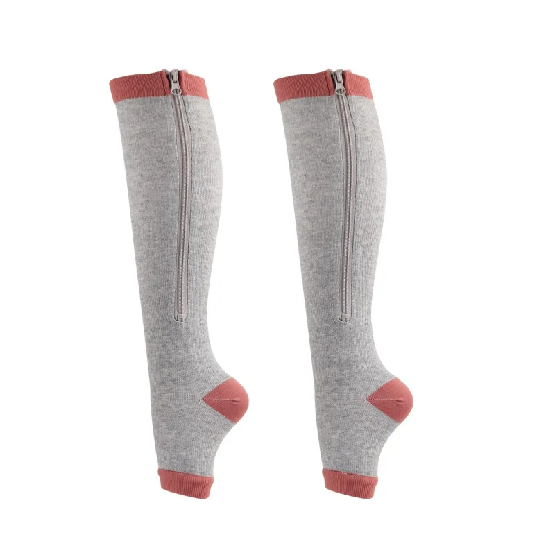 

2 Pcs/pair Zipper Stovepipe Breathable Compression Sports Socks Outdoor Basketball Running Socks