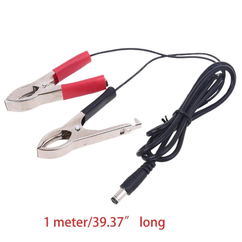 

R58B 5.5x2.1mm DC Power Plug Male Connector to Dual Alligator Clip Cable Cord 100cm