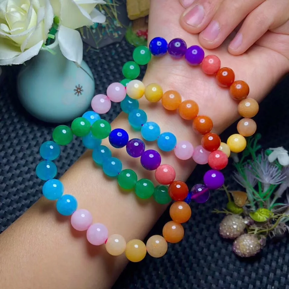 

Браслет из натурального радужного смешанного камня, 10 мм