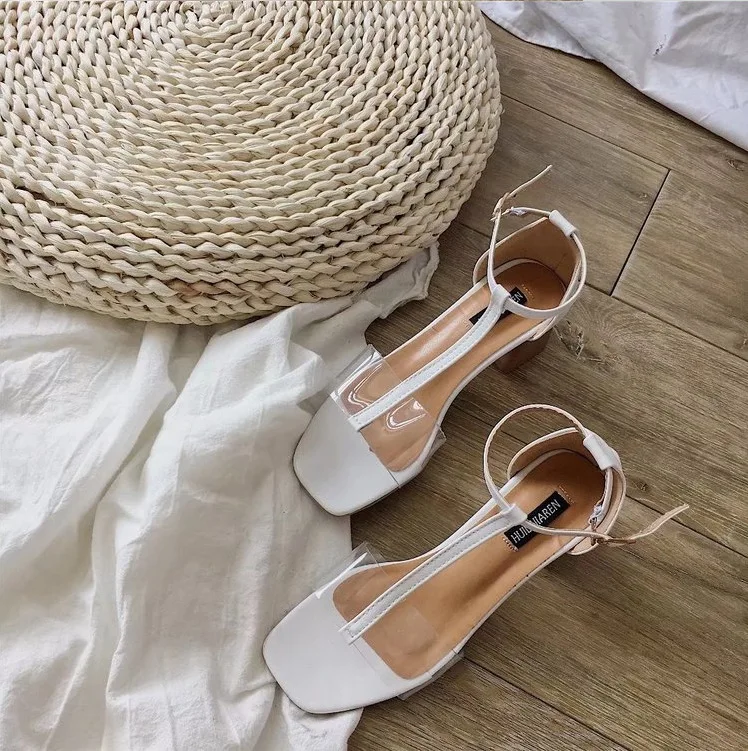 

Open Toe Basic High Square Heels Women Sandals Solid Women Shoes Casual Sandals