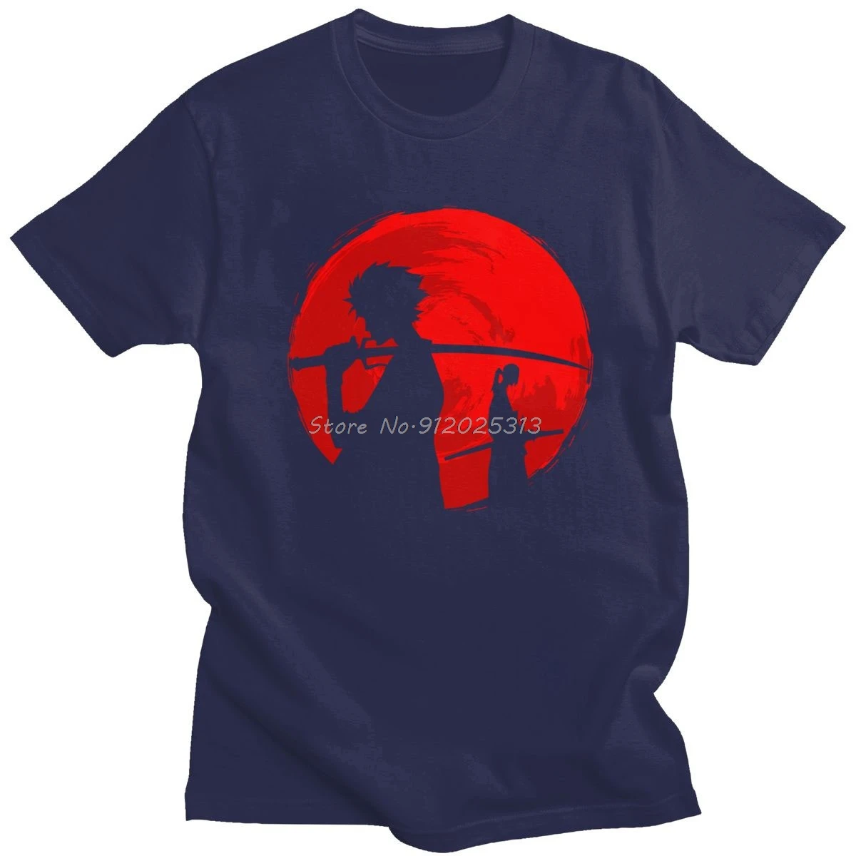 Великолепная футболка с рисунком Красной Луны самурая хамплоо Мужская манги для