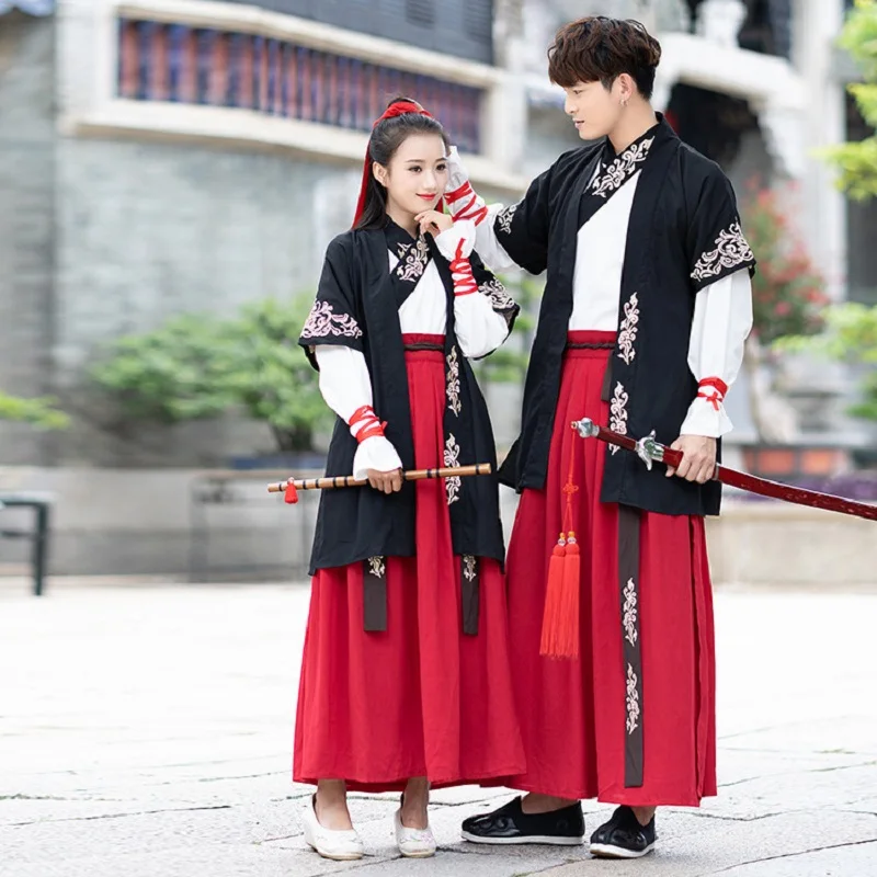 

Embroidery Neutral Hanfu Classical Dance Costume Red Fairy Dress Festival Outfit Singer Stage Wear Performance Clothes DF1483