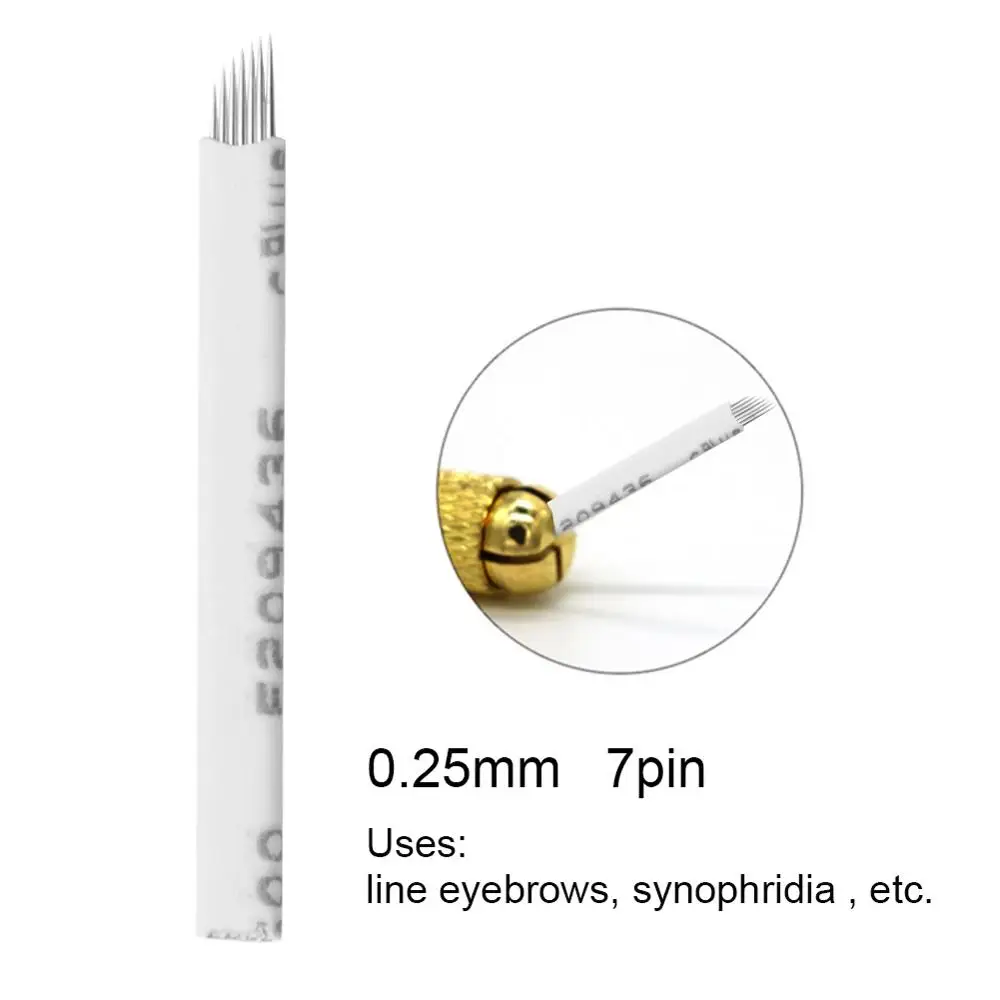 50pcs 7 pin 50 шт. 9 10 21 Pin Перманентный макияж бровей татуировки иглы Лезвия для 3D вышивки микроблейдинг Татуировки Ручка аксессуары для макияжа тела - Габаритные размеры: 50pcs 7 pin