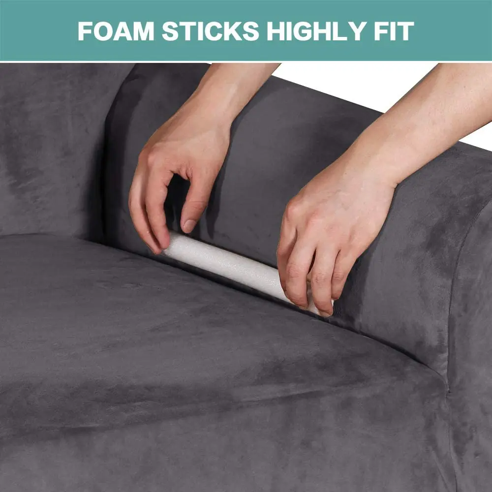 Чехол на 1 диван из бархатной ткани универсальный эластичный угловой L-образной