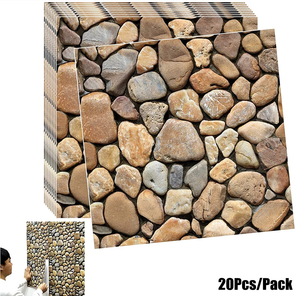 

Настенная 3d-панель с 20 элементами, самоклеящиеся водонепроницаемые обои с рисунком кирпича для гостиной, фон для украшения стен MH521