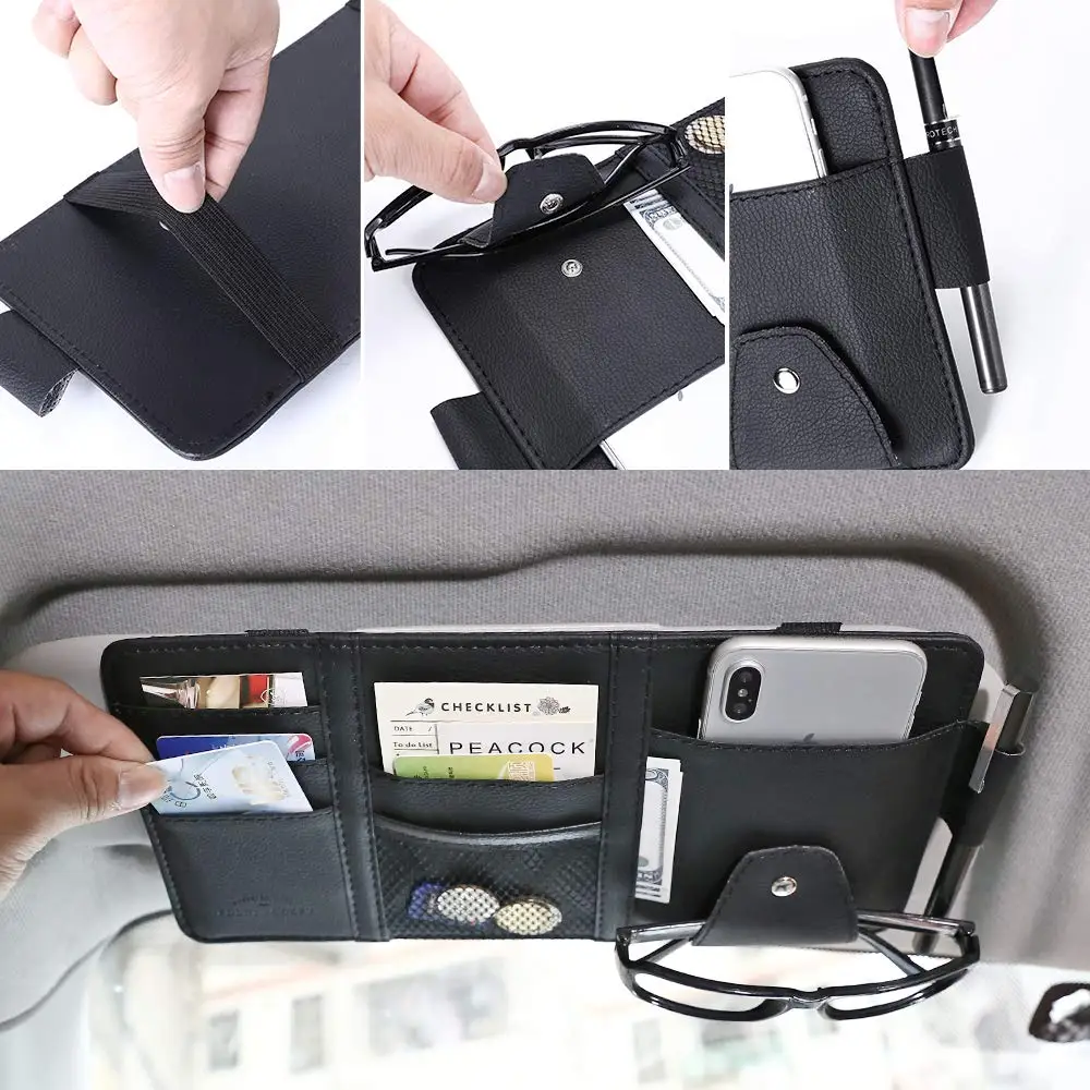 Автомобильный органайзер для солнцезащитного козырька из ПУ кожи