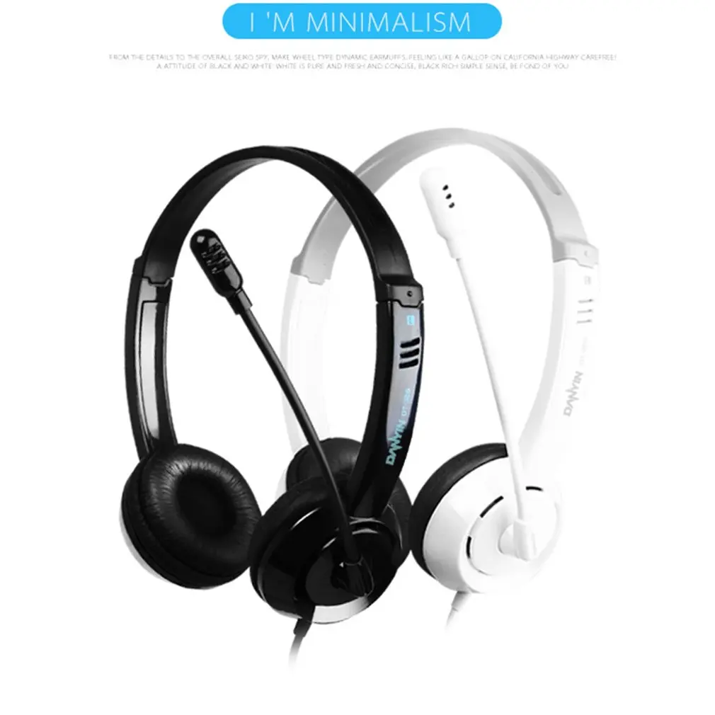 

Wired Headphones White Elegant Stereo Hifi Headsets With Mic For PC Computer Phone Game Noise Canceling Earphone