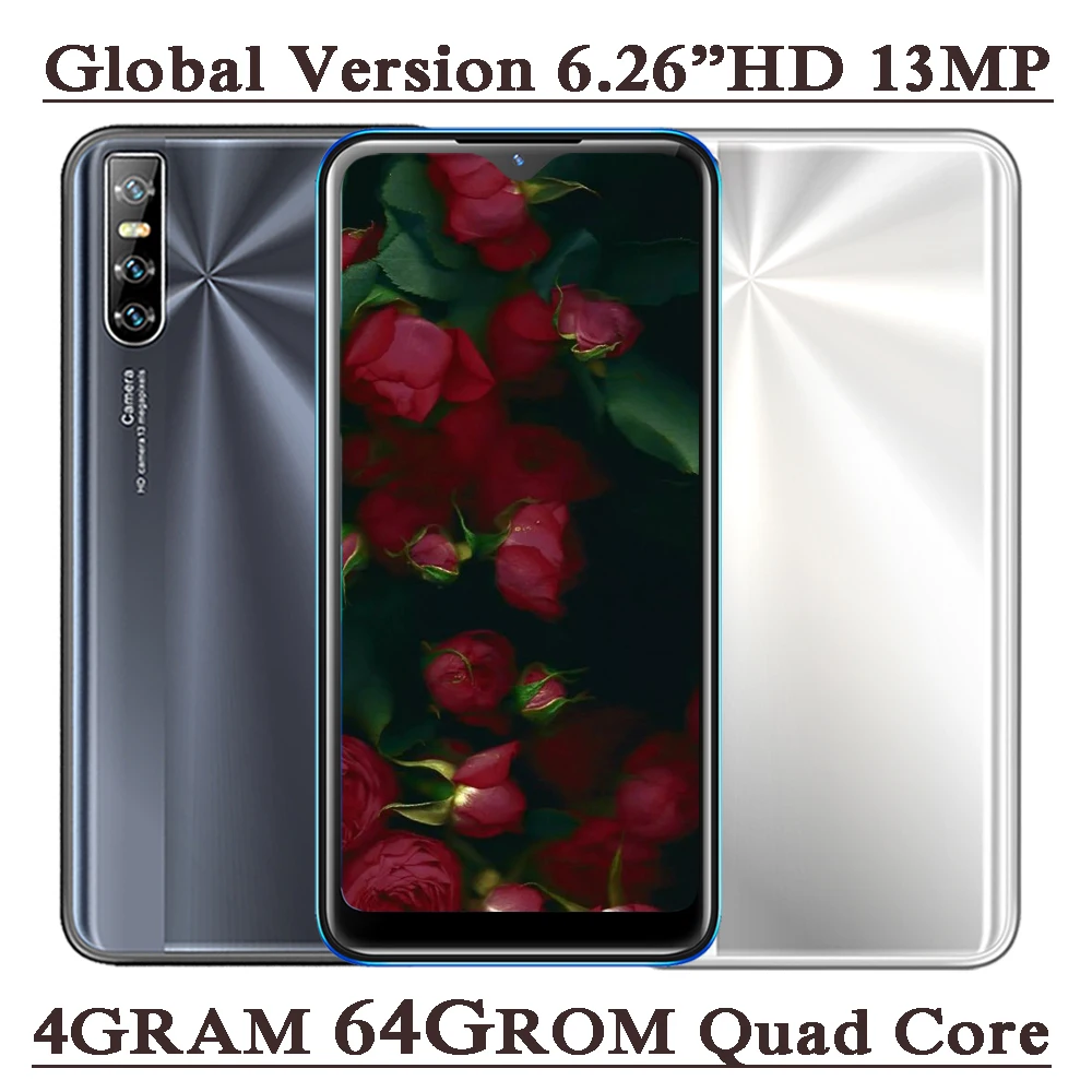 

K30i 64G ROM 4G RAM Smartphones Quad Core 13MP HD Face ID 6.26 Inch Water Drop Screen Unlocked Celulares Android Mobile Phone