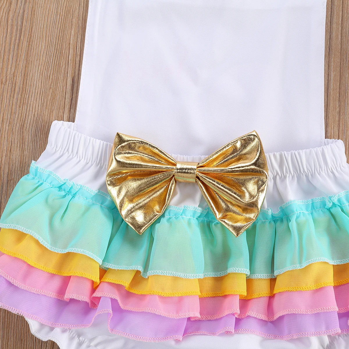 

Newborn Baby Girl Cotton Romper Ruffled Sleeveless Halter Backless Jumpsuit, Open Back Bow Fluffy Skirt Outfit 0-24 M