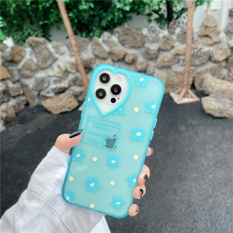 

Korea popular Love heart Camera flower Clear phone case for apple iphone 12 Mini 11 Pro Max 7 8 Plus X XR XS MAX SE20 cute cover