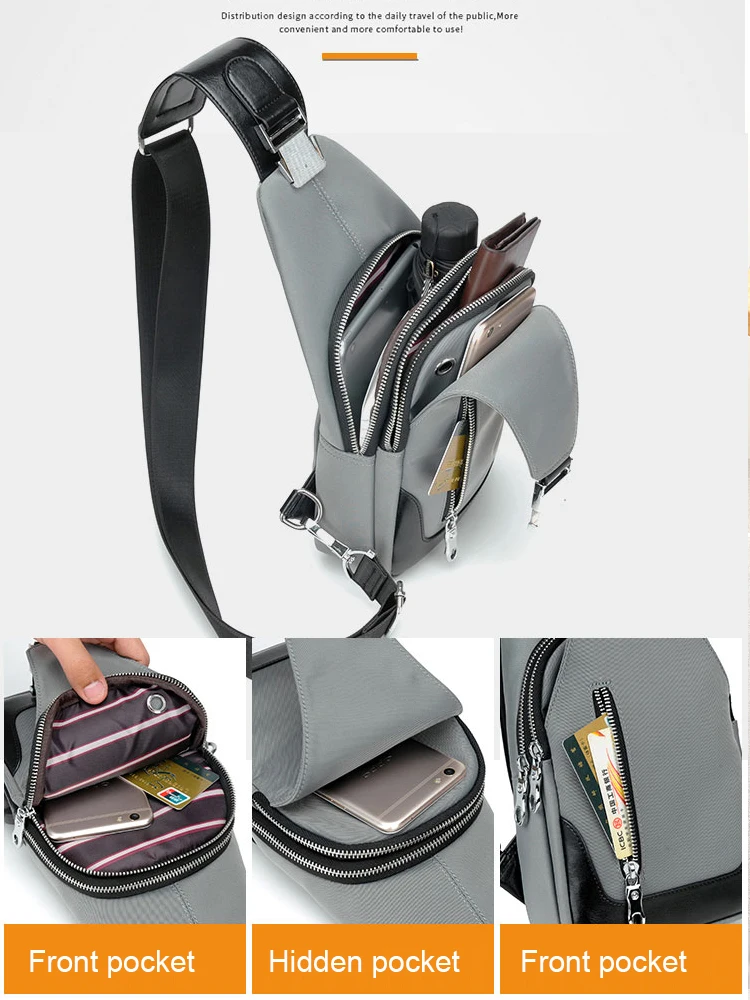 Мужская нагрудная сумка из ткани Оксфорд легкая дорожная через плечо с разъемом