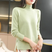 longming women turtleneck sweater 100 merino wool pullover autumn winter soft warm knitting sweater jumpers female knit tops