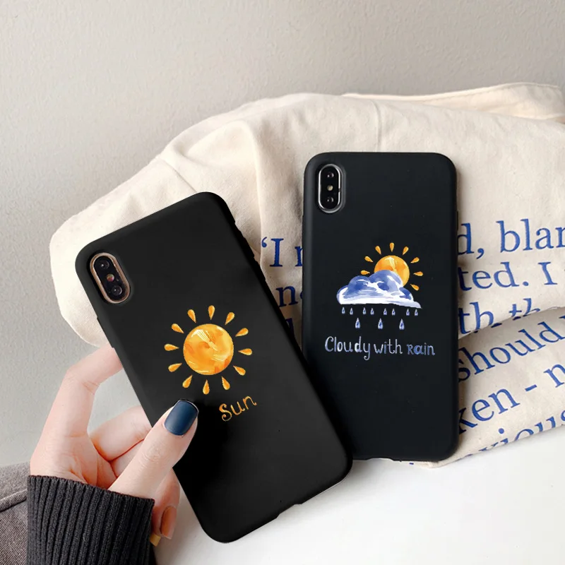 

Weather Symbol Sun Rain Thunder Cloudy Phone Case for iPhone 7 8 Plus SE 2 X XR XS MAX 11 12 13 Pro Max Soft Silicone Cover