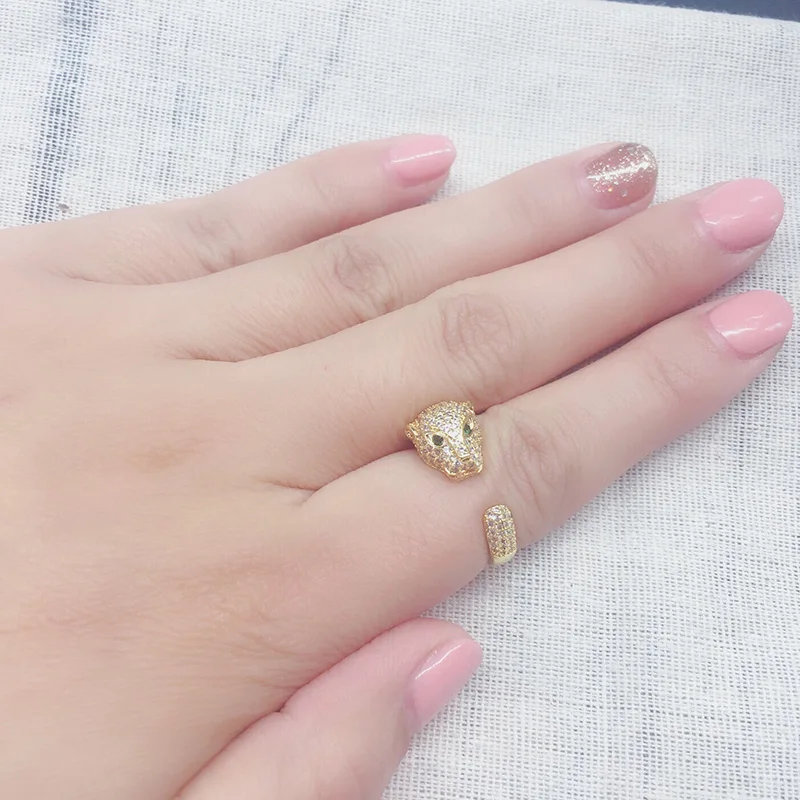 Высококачественное Открытое кольцо с головой леопарда для женщин и мужчин