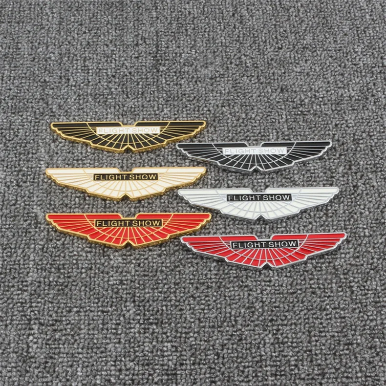 

3D Metal Golden Flight Show Wings Stickers Emblem Badge Auto Fender Body Trunk Logo For Refitting Aston Martin For Ford MK2 MK3
