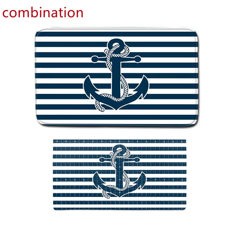 

Напольный коврик с якорем, украшение для лодки, дверные коврики для гостиной, кухни, ванной, Нескользящие замшевые коврики для ванной, темно-...