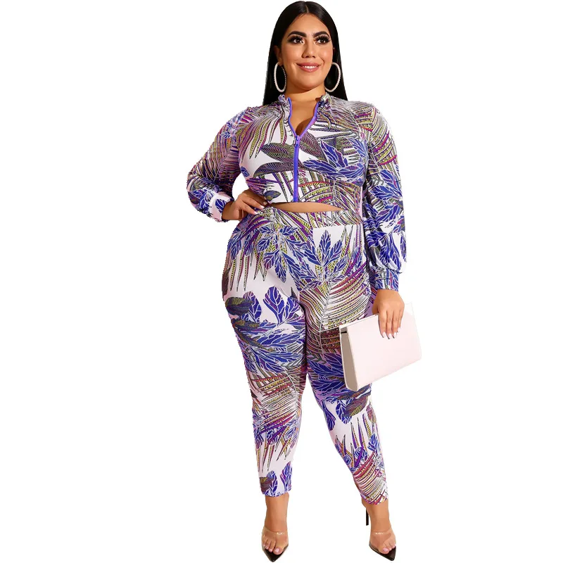 XL 5XL плюс размер комплект из двух предметов 2019 короткая куртка на молнии с принтом