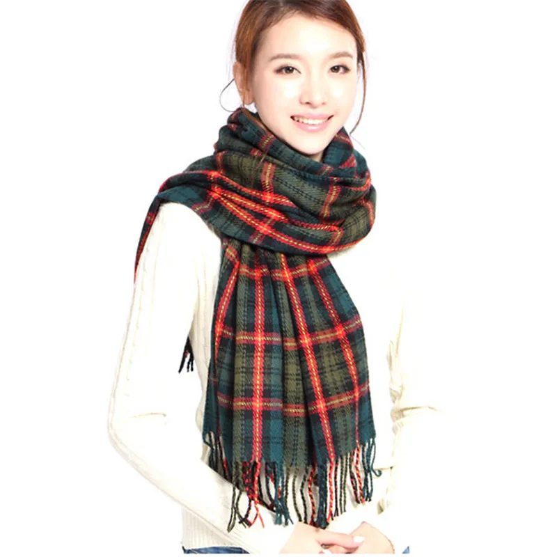 11 Fashion Women's Winter Stole Plaid Scarves ladies Cashmere Scarf long wool pashmina femme foulard female winter neck scarf - Цвет: 11