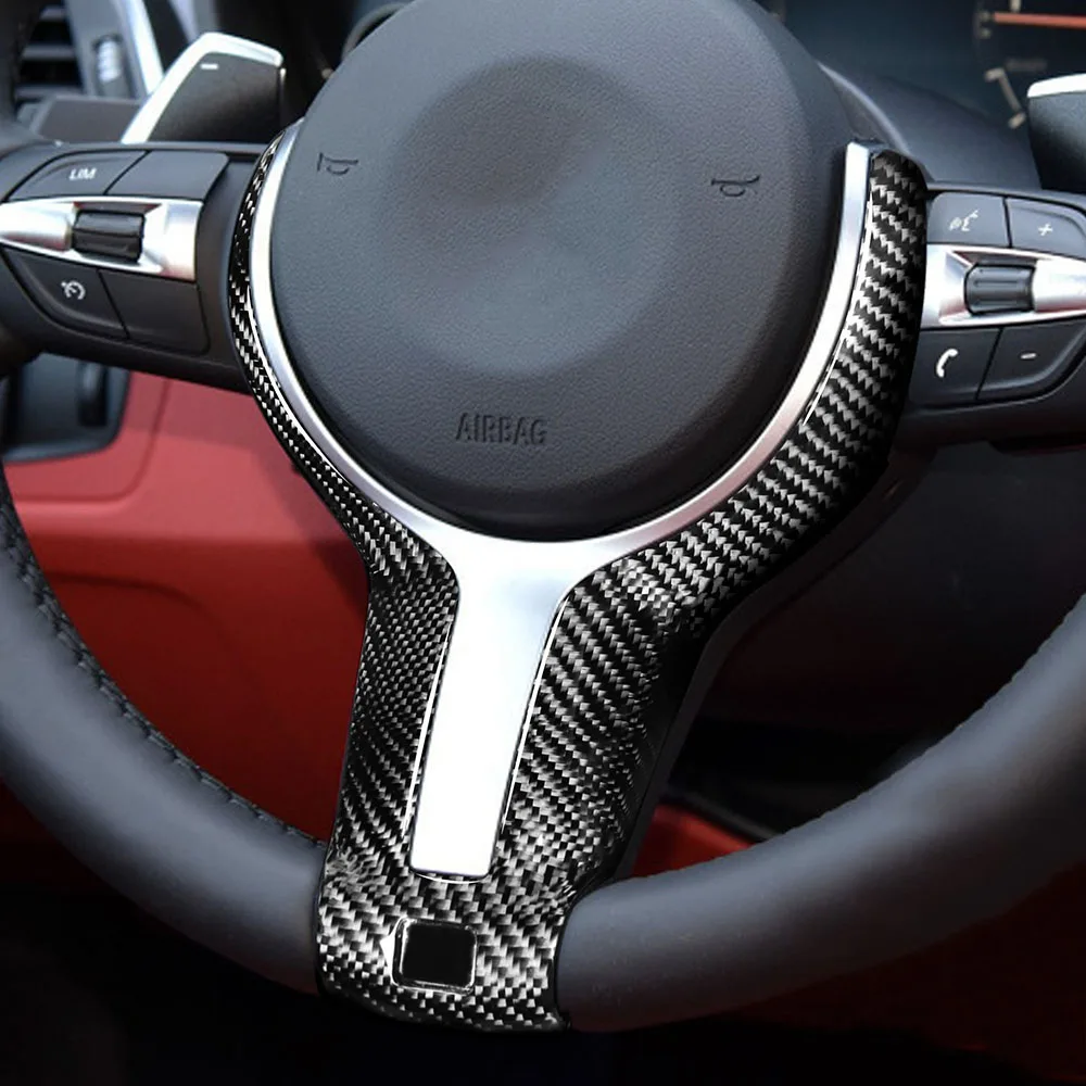 

Fits For BMW F20 F22 F30 F32 F10 F06 F15 F16 M-Sport Real Carbon Fiber Steering Wheel Trim Cover Direct Replacement New Arrivals