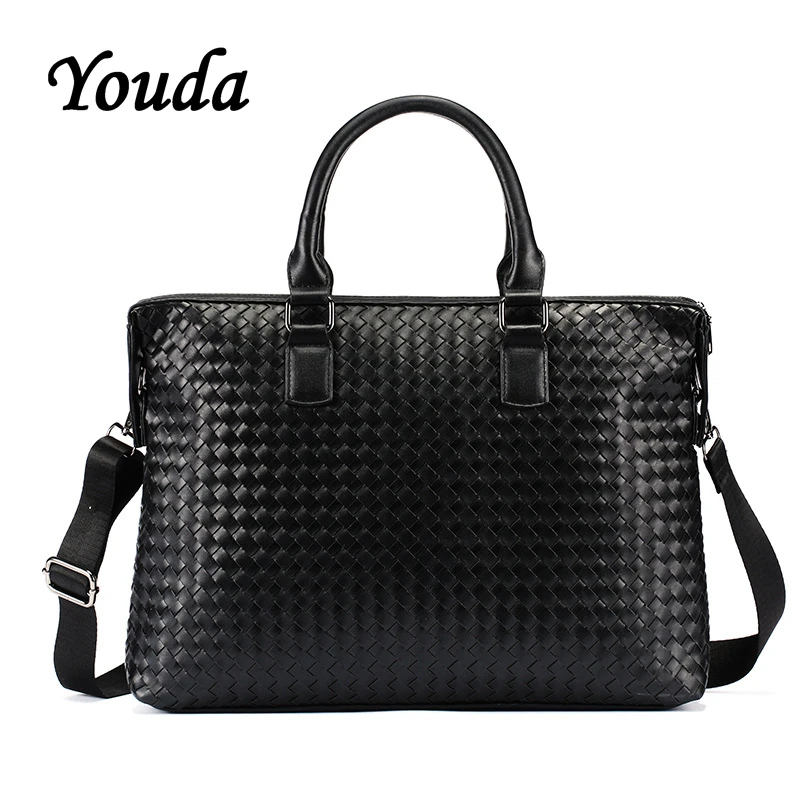 Youda Новый ручной работы плетеный портфель модная однотонная сумка на плечо