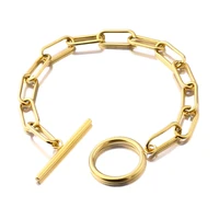 100 stainless steel coin bracelet for women men metal lock padlock chain bracelet heavy femme acier inoxydable