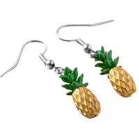 hot sale pineapple fruits drop earrings for women summer girls long alloy earring party wedding jewelry